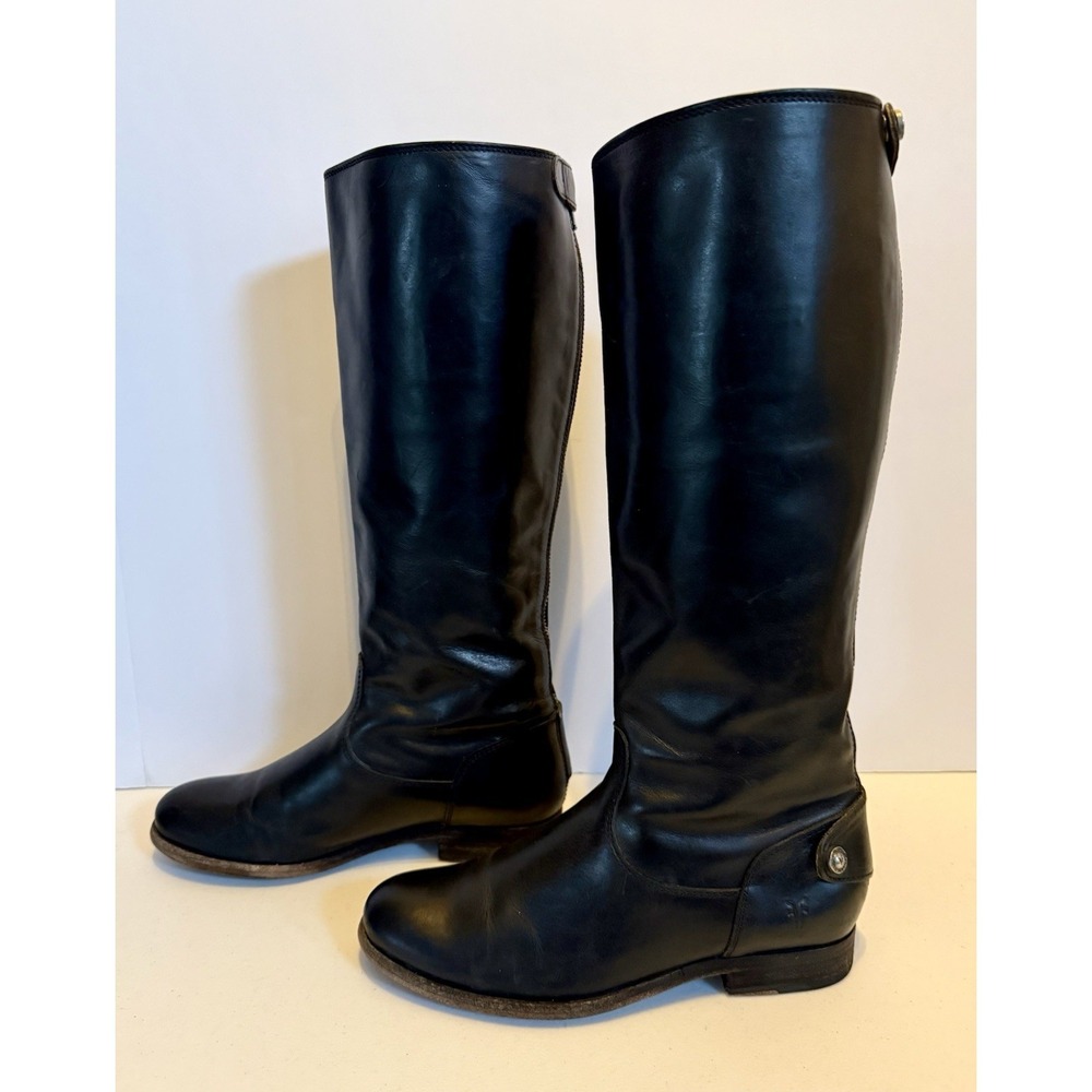 Vintage Frye Melissa Button Back Zip Boots Black 3476431 Size 6.5  B Ext  Calf